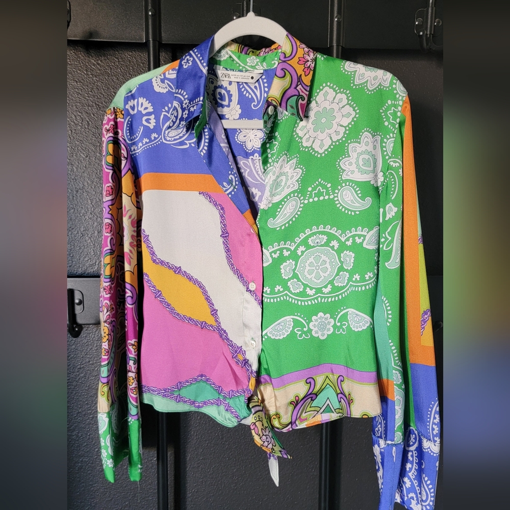 Zara Blue and Green Paisley Shirt
